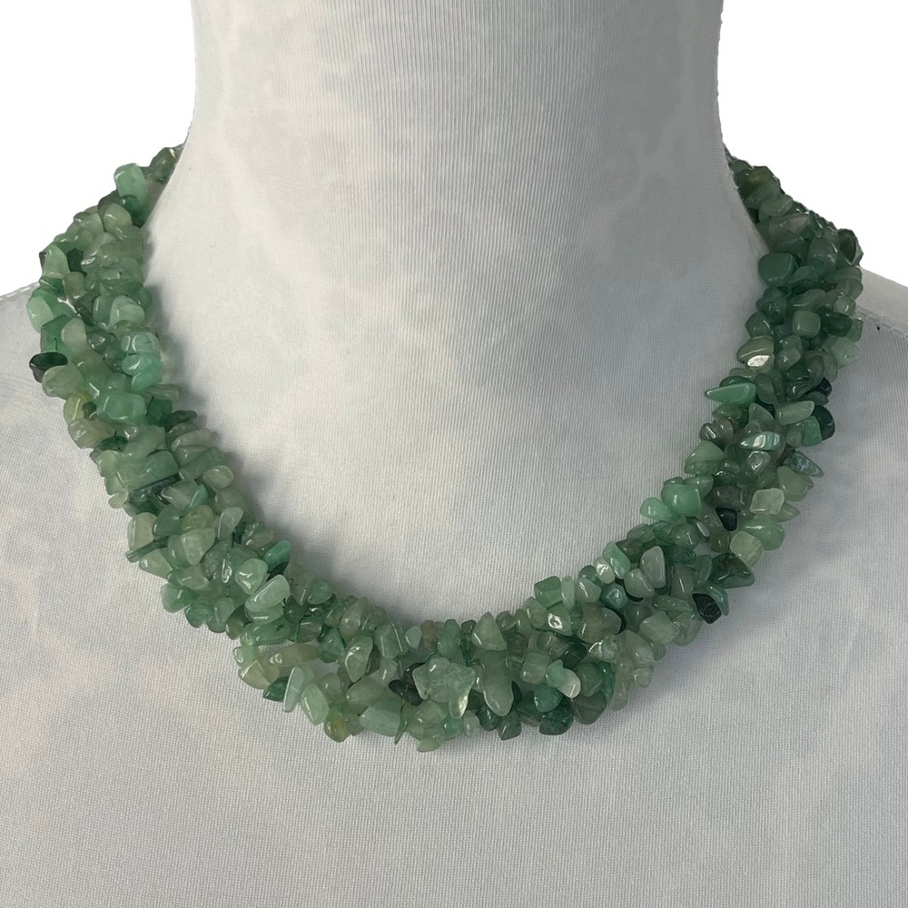 Green Aventurine Chip Bead Statement Necklace